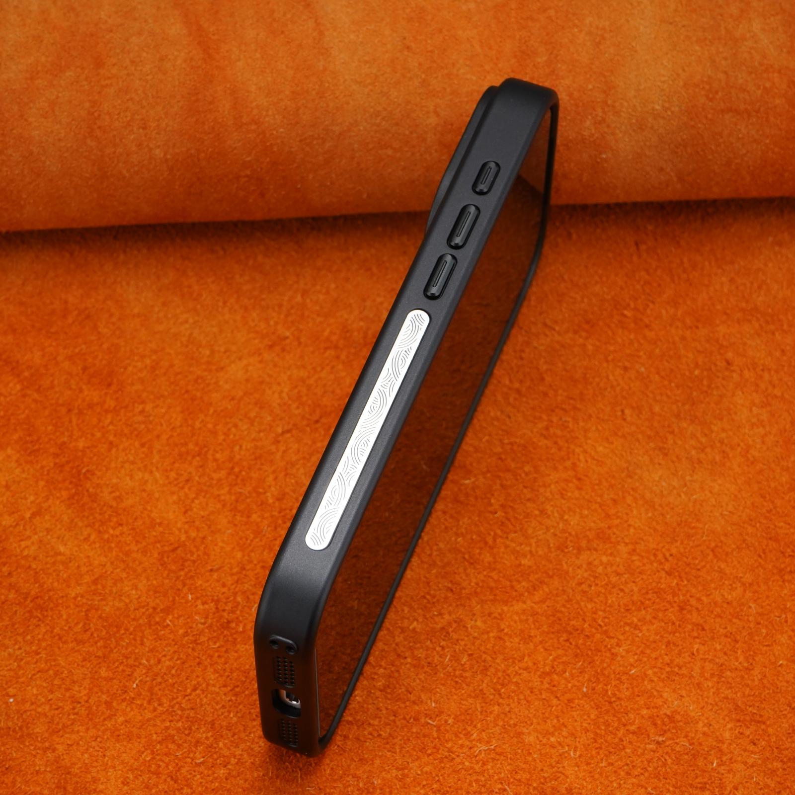 Schutzhülle aus Leder mit erhöhter Linse für iPhone 