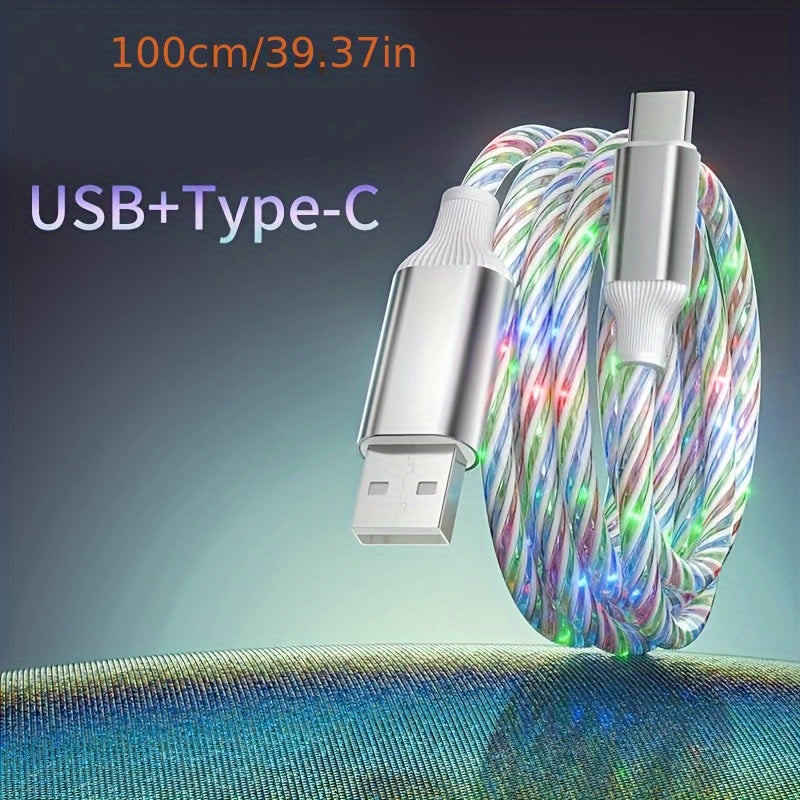 USB to TYPE-C Super Charging Data Cable with Meteor Light Effect LED