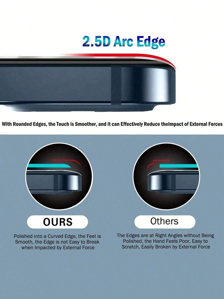 Lot de 3 protections d'écran + 2 protections d'objectif pour iPhone 17/16e/12 Pro Max 6,7 pouces, ultra-transparentes, dureté 9H, anti-rayures, installation facile - Compatibles avec les coques de téléphone