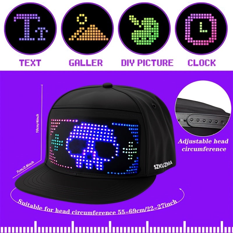 Casquette de baseball LED créative, ajustable et programmable