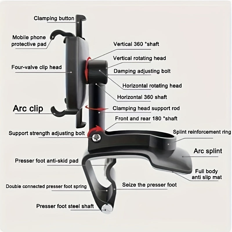 Support universel pour téléphone de voiture, facile à installer, rotation à 360°, support de téléphone pour véhicule 