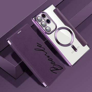 DIY Galaxy S25~S22 Series  Personalized Leather Texture Flip Phone Case