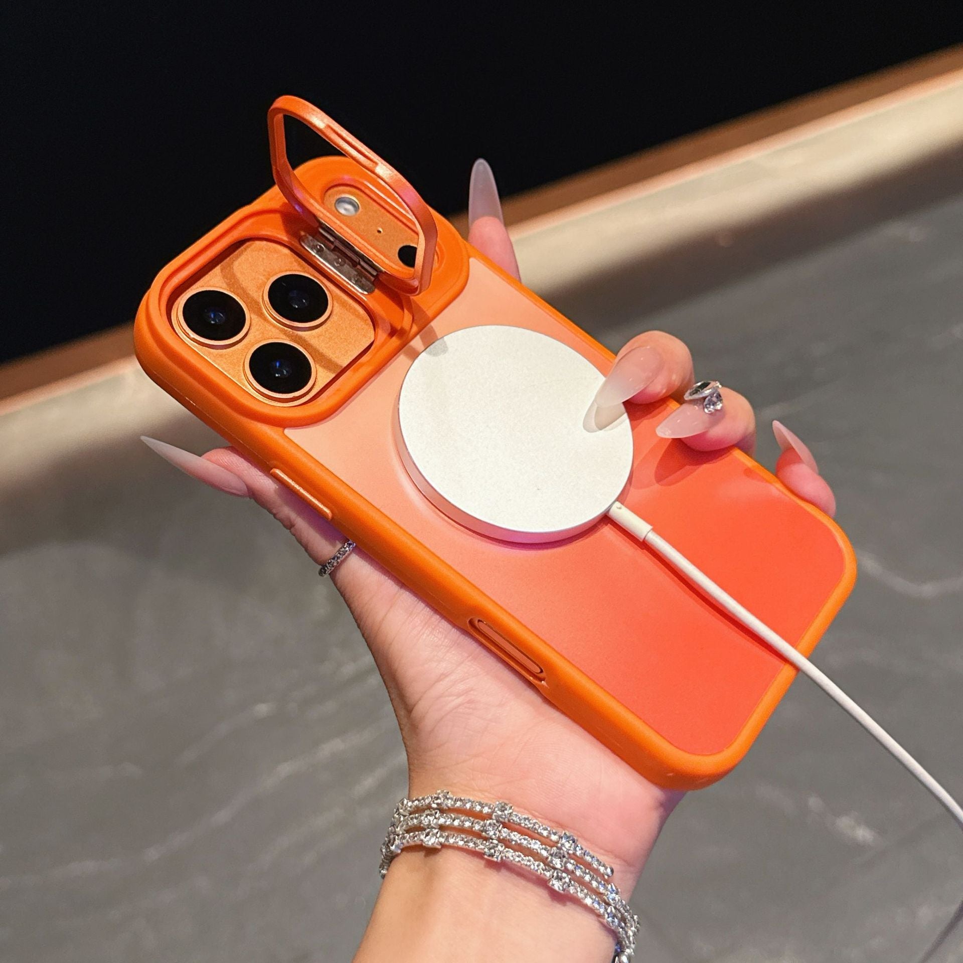 For iPhone 17 Series Magnetic Case with Gradient Lens Mount Protection