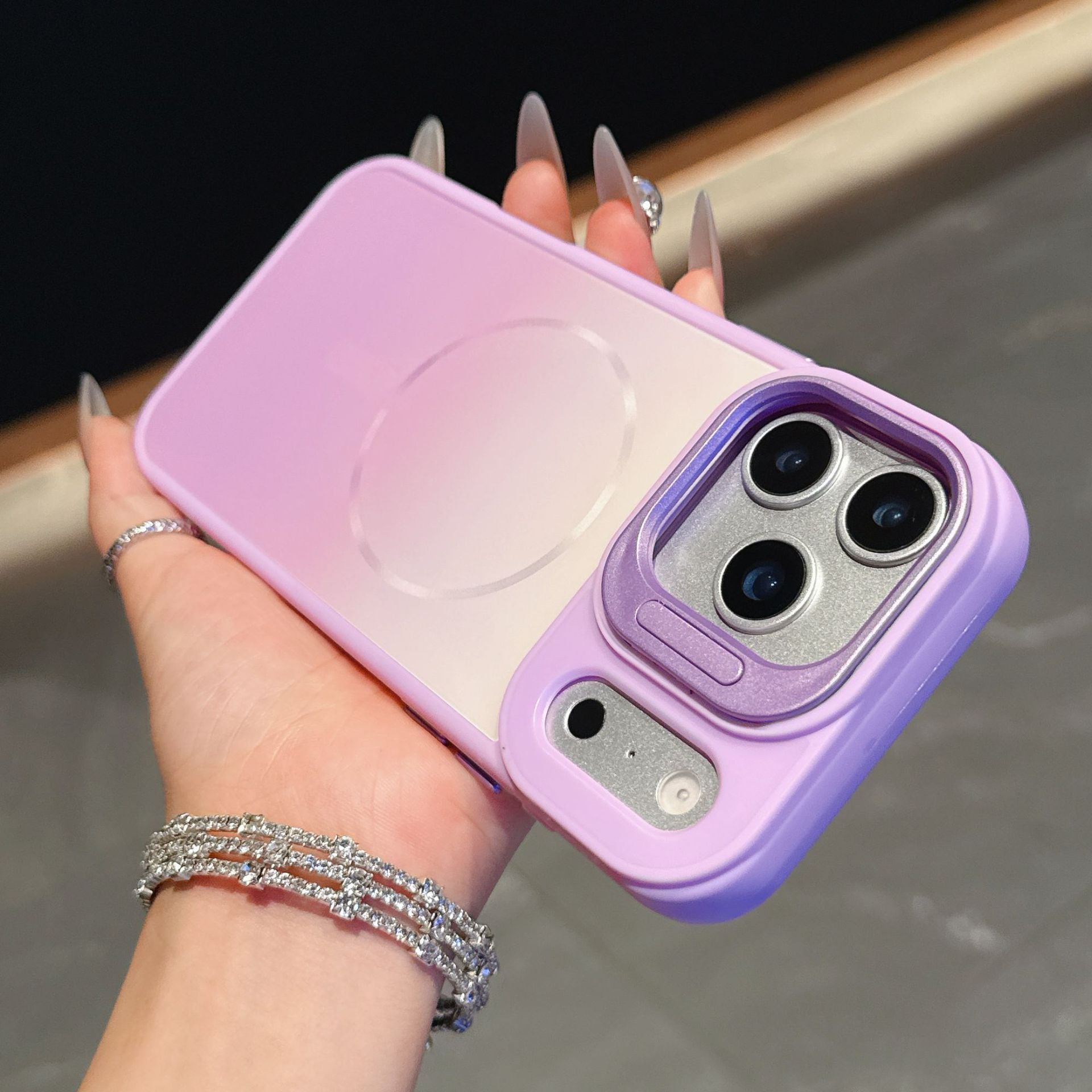 For iPhone 17 Series Magnetic Case with Gradient Lens Mount Protection