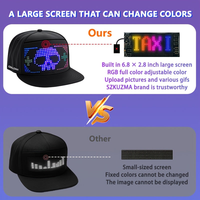 Casquette de baseball LED créative, ajustable et programmable