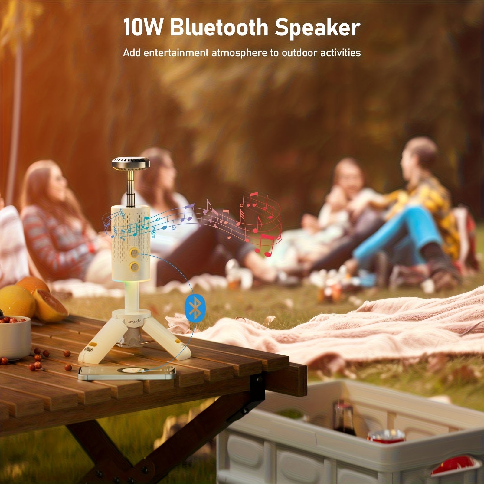 Lanterne de camping avec haut-parleur Bluetooth, batterie rechargeable 10 000 mAh 