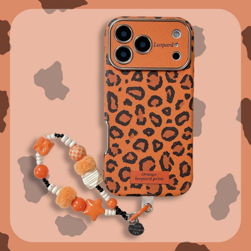Orange leopard print protective case for Apple For iPhones 17/16 Pro Max