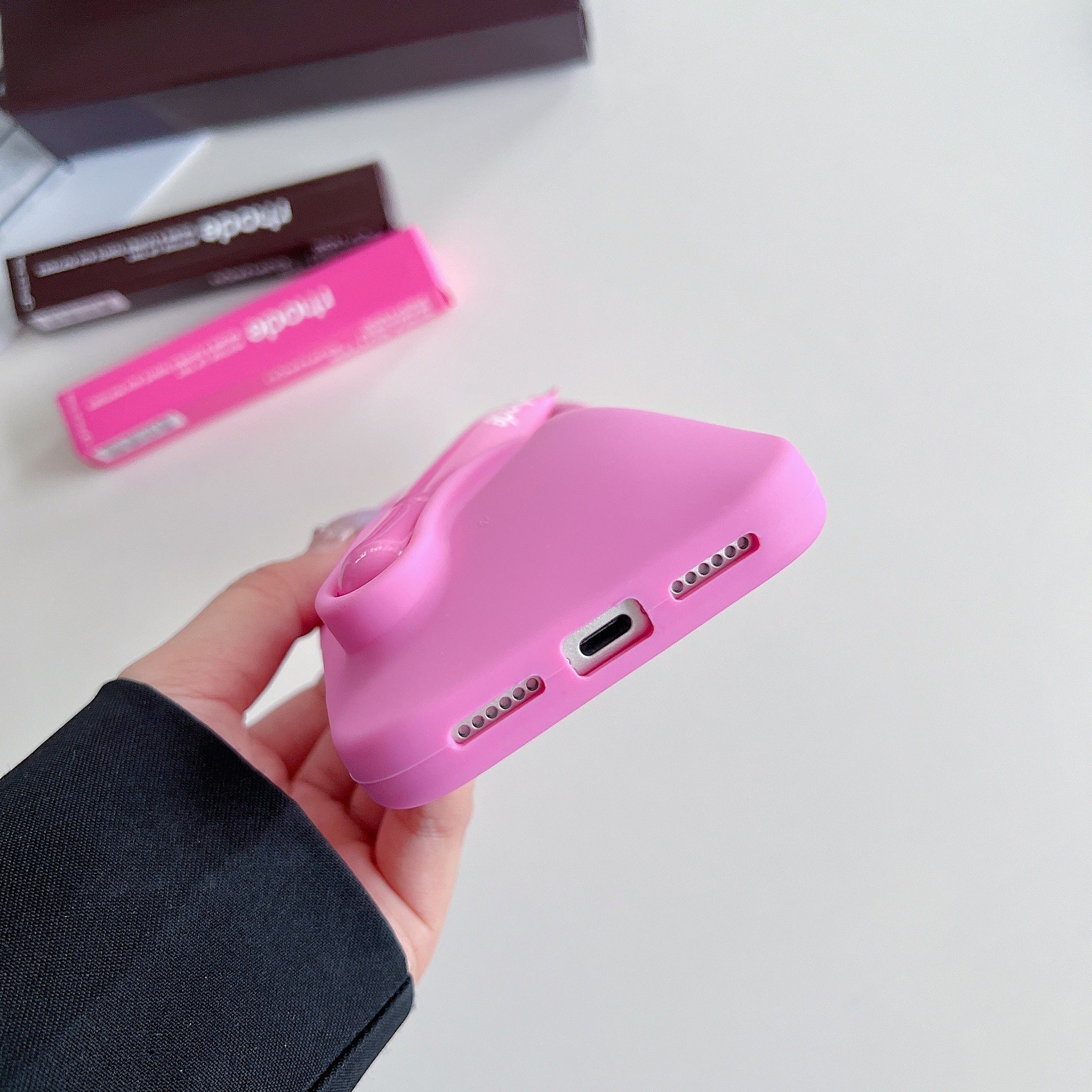 Gloss à lèvres créatif en silicone pour coque d'iPhone 