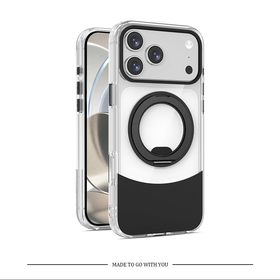 Transparente, zweifarbige iPhone-Hülle mit drehbarem Magnetständer und stoßfestem Schutz 