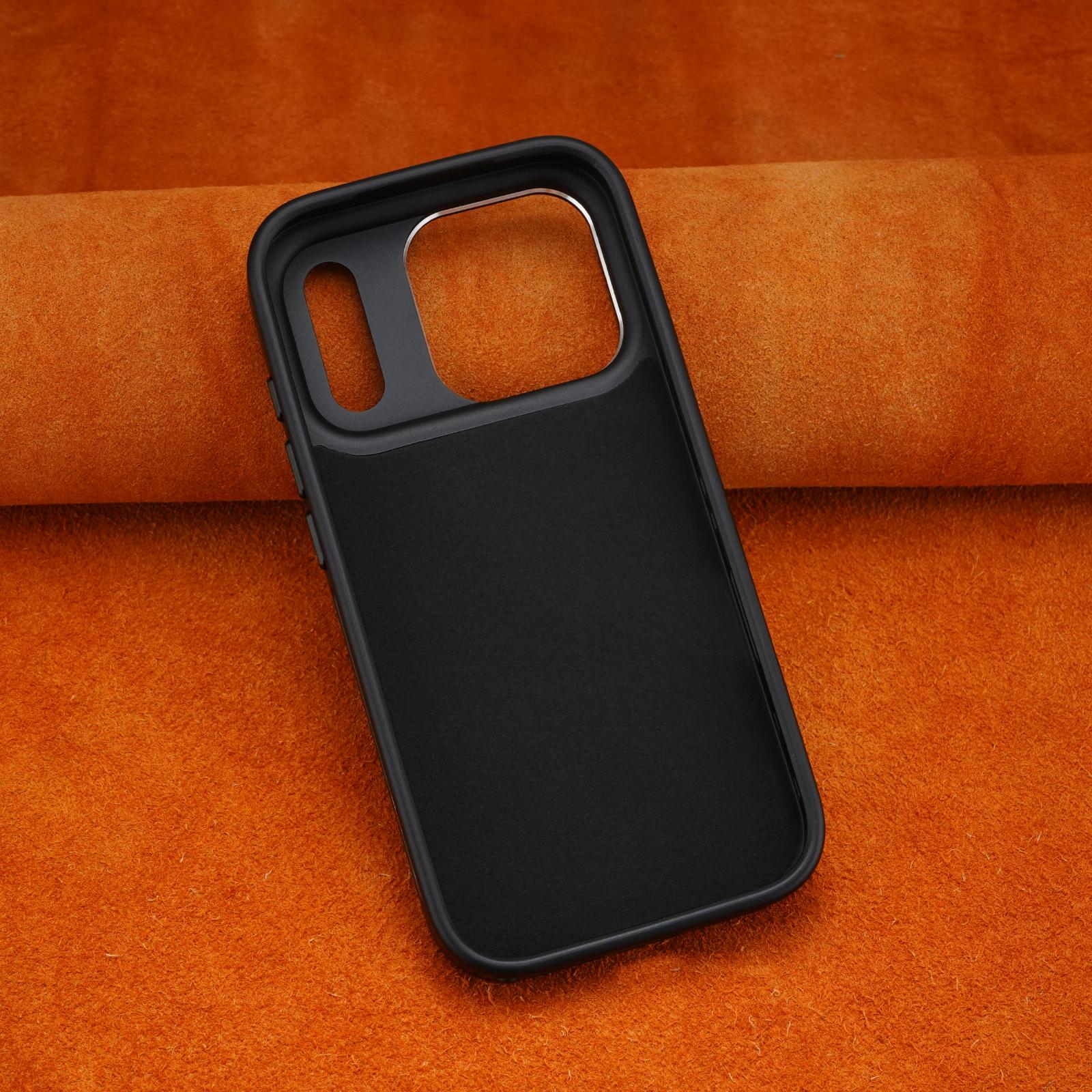 Schutzhülle aus Leder mit erhöhter Linse für iPhone 