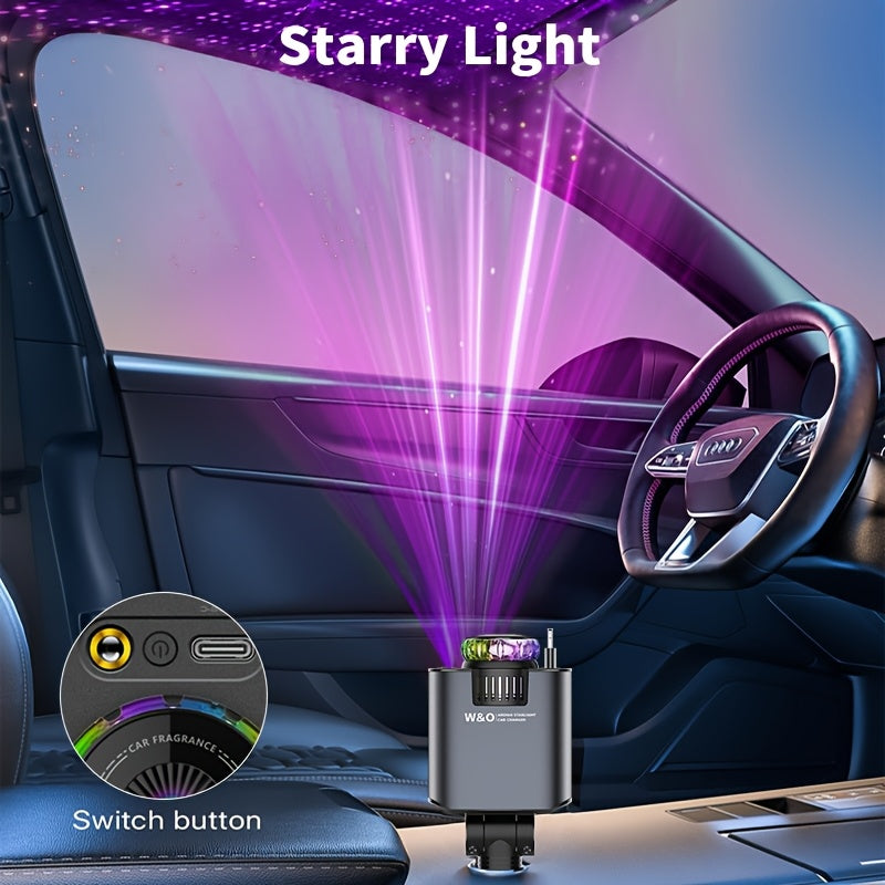 3-in-1 Retractable Fast Car Charger with Starlight Projector