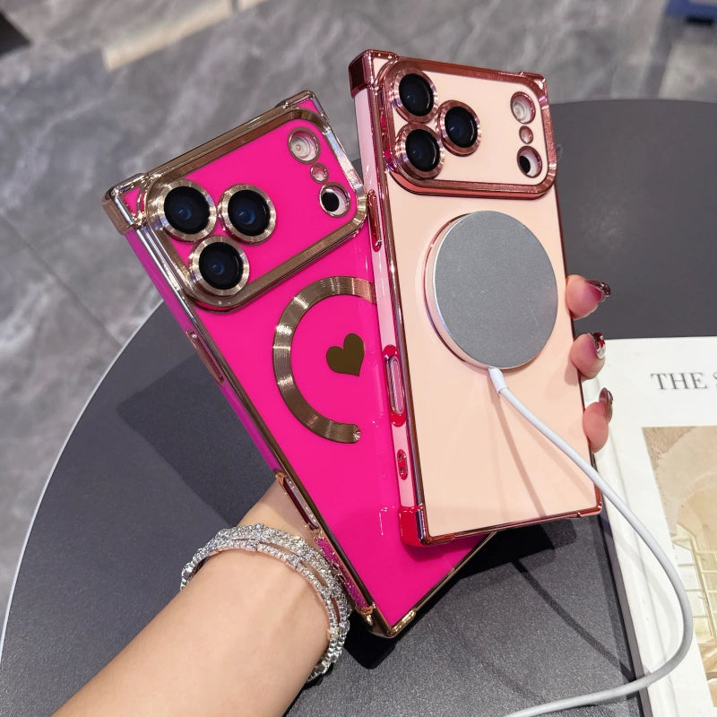 For iPhone 17 Series Heart Magnetic Case