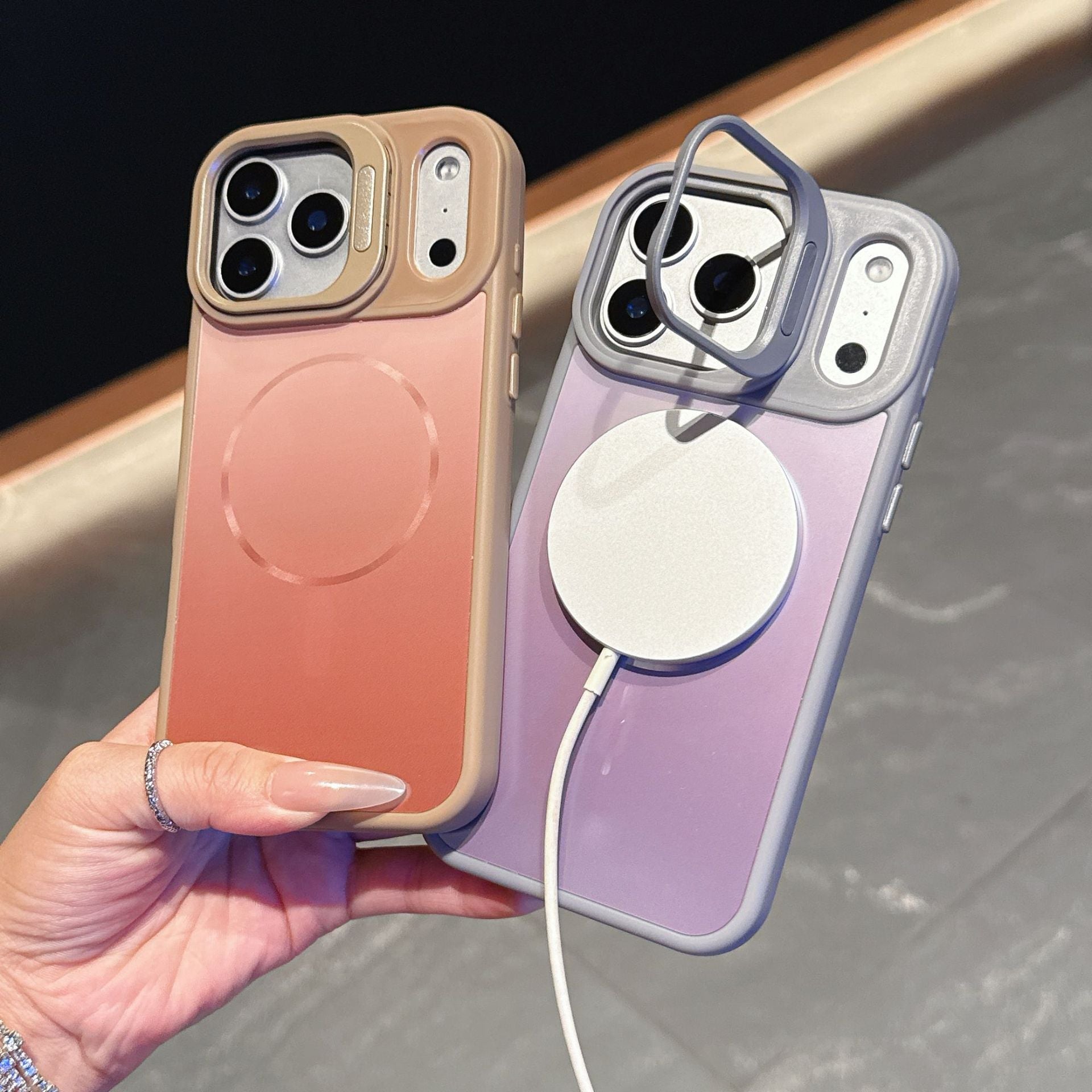 For iPhone 17 Series Magnetic Case with Gradient Lens Mount Protection