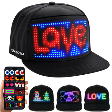 Casquette de baseball LED créative, ajustable et programmable