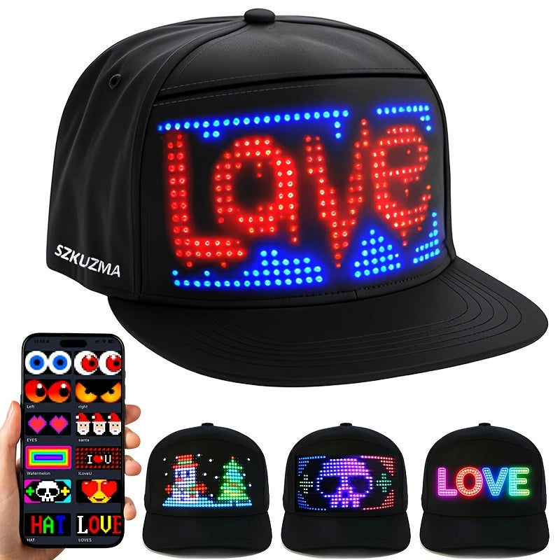 Casquette de baseball LED créative, ajustable et programmable