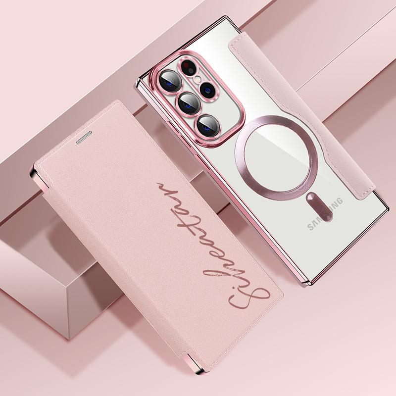 DIY Galaxy S25~S22 Series  Personalized Leather Texture Flip Phone Case