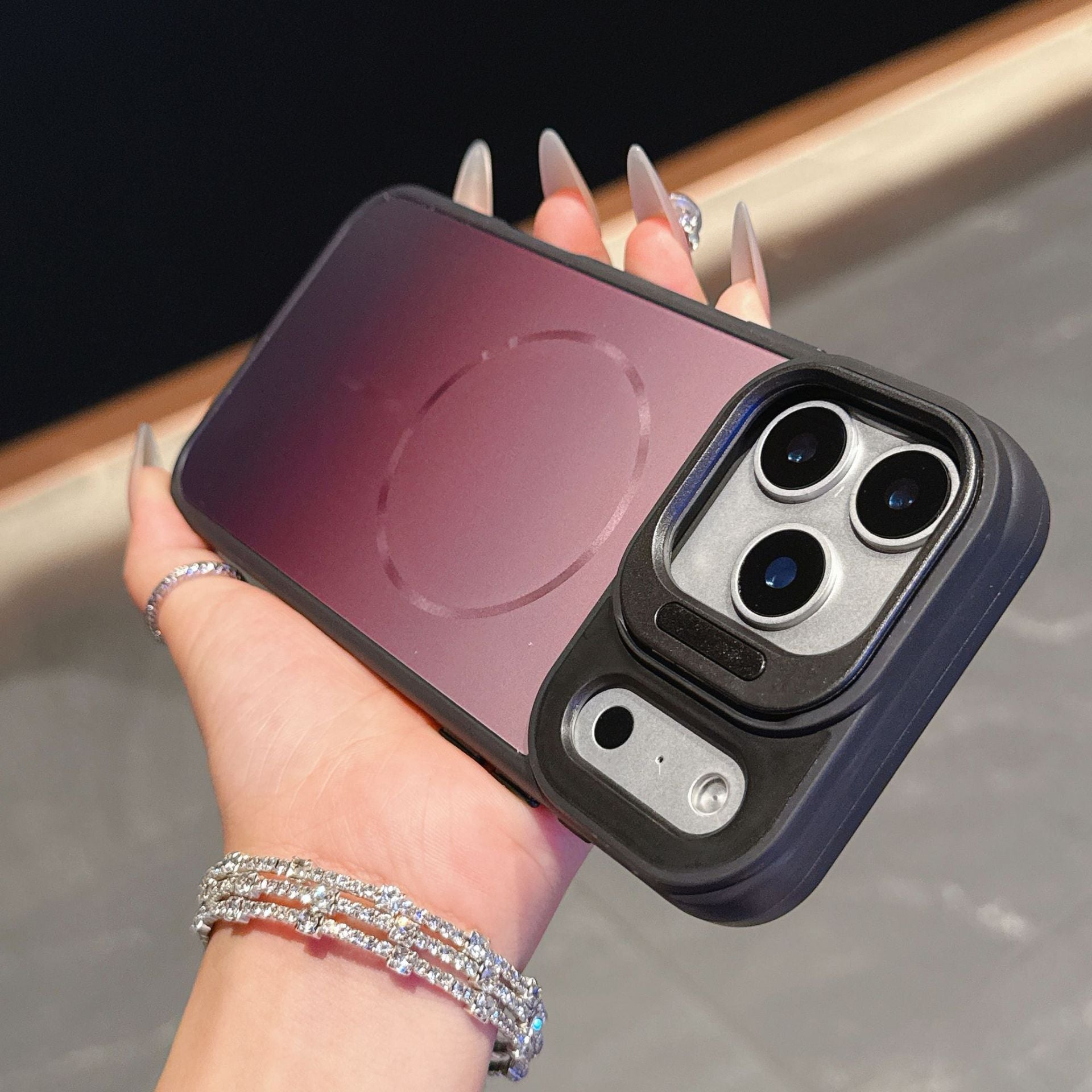 For iPhone 17 Series Magnetic Case with Gradient Lens Mount Protection