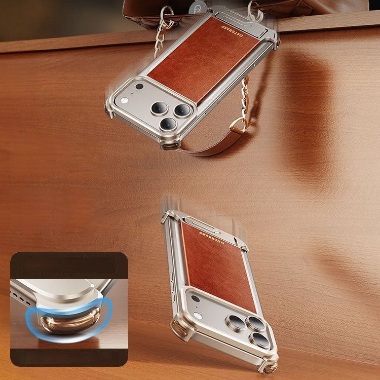 Magnetic Leather Case With Hidden Stand For iPhone 17 Pro Max