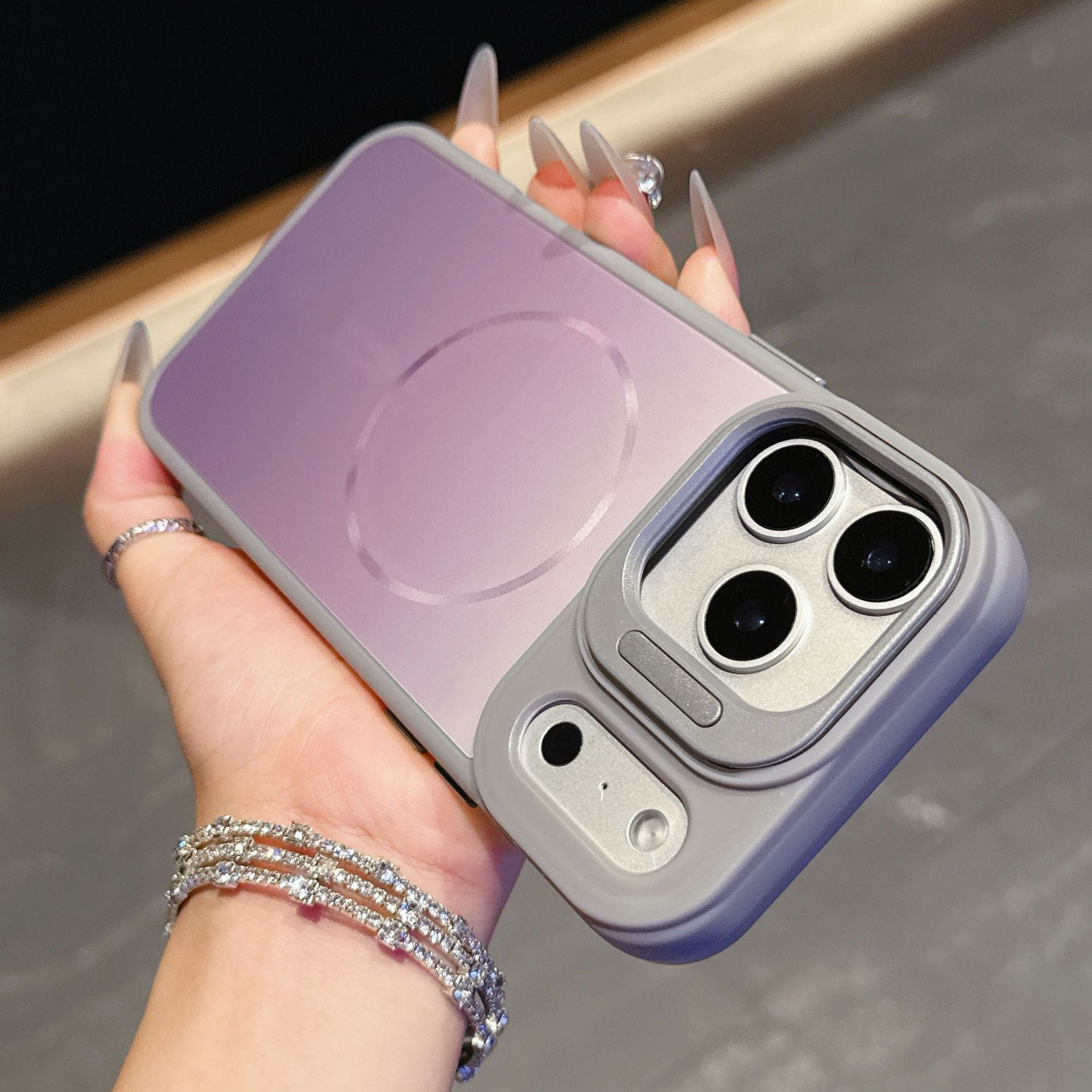 For iPhone 17 Series Magnetic Case with Gradient Lens Mount Protection