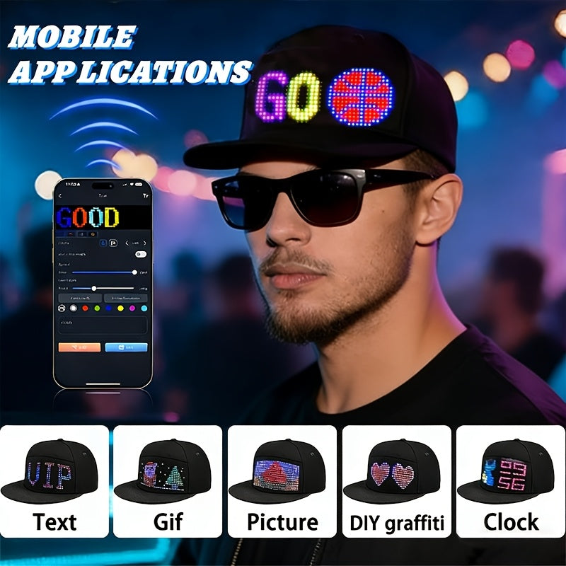 Casquette de baseball LED créative, ajustable et programmable