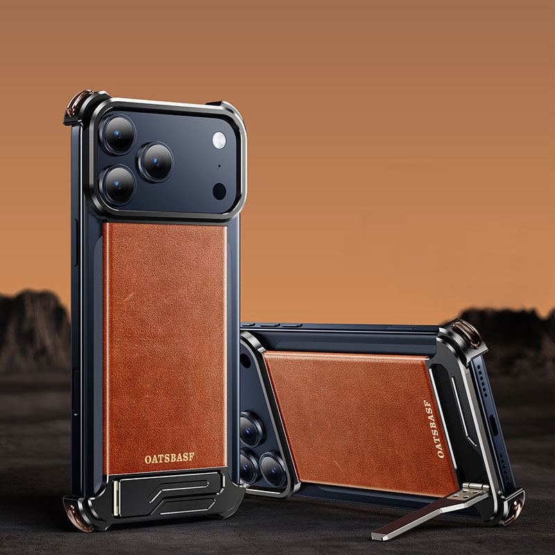 Magnetic Leather Case With Hidden Stand For iPhone 17 Pro Max