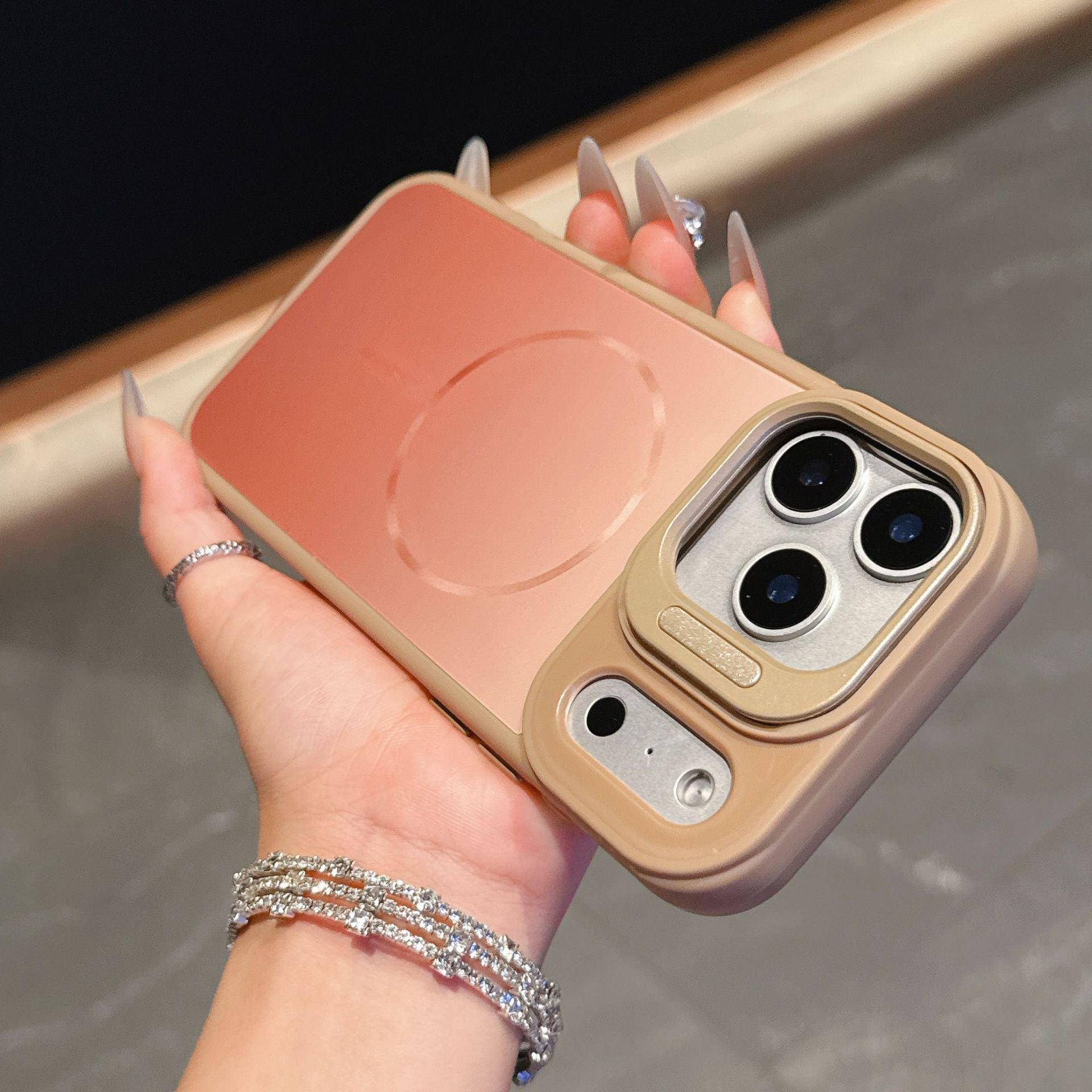 For iPhone 17 Series Magnetic Case with Gradient Lens Mount Protection