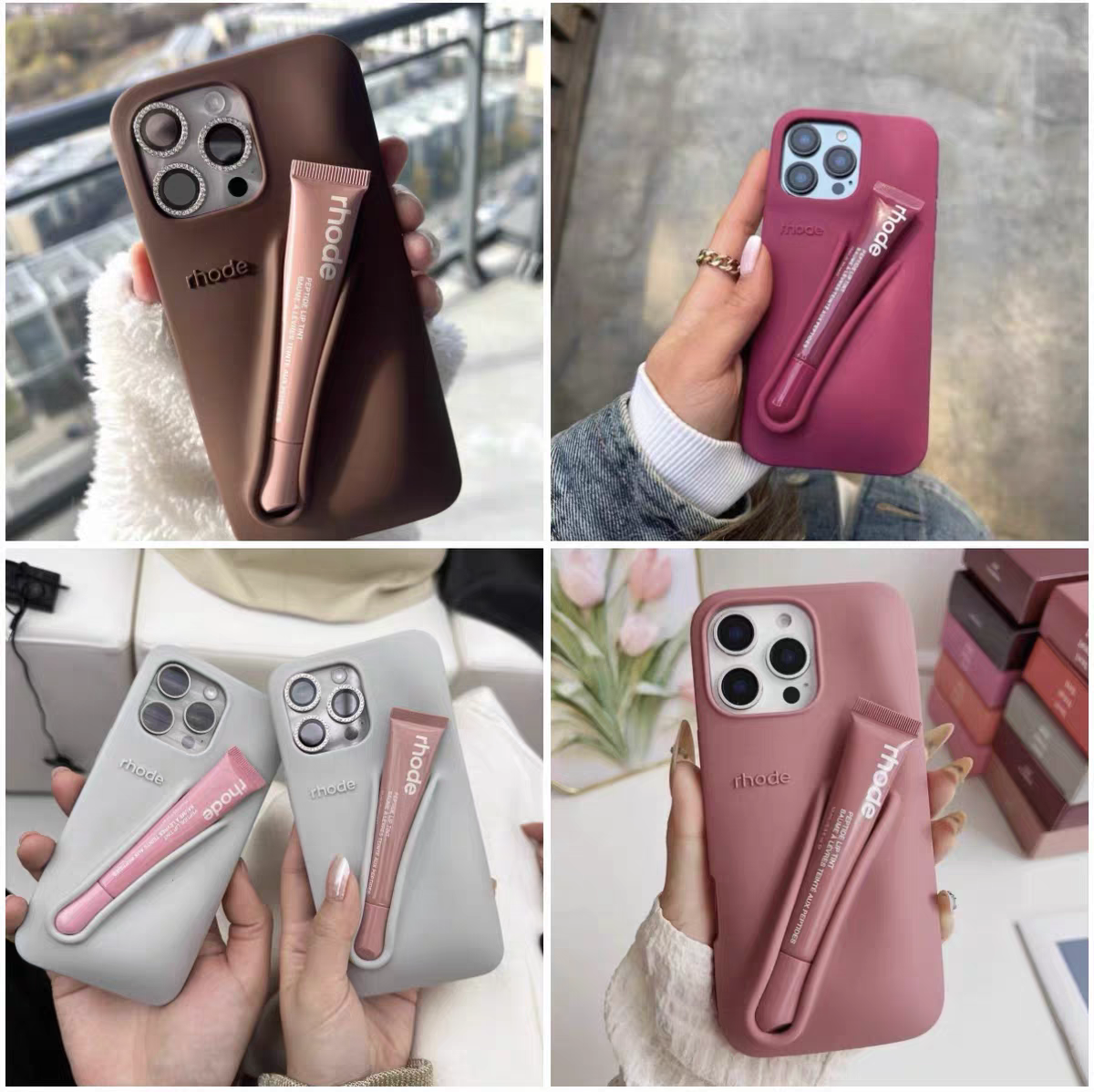 Gloss à lèvres créatif en silicone pour coque d'iPhone 