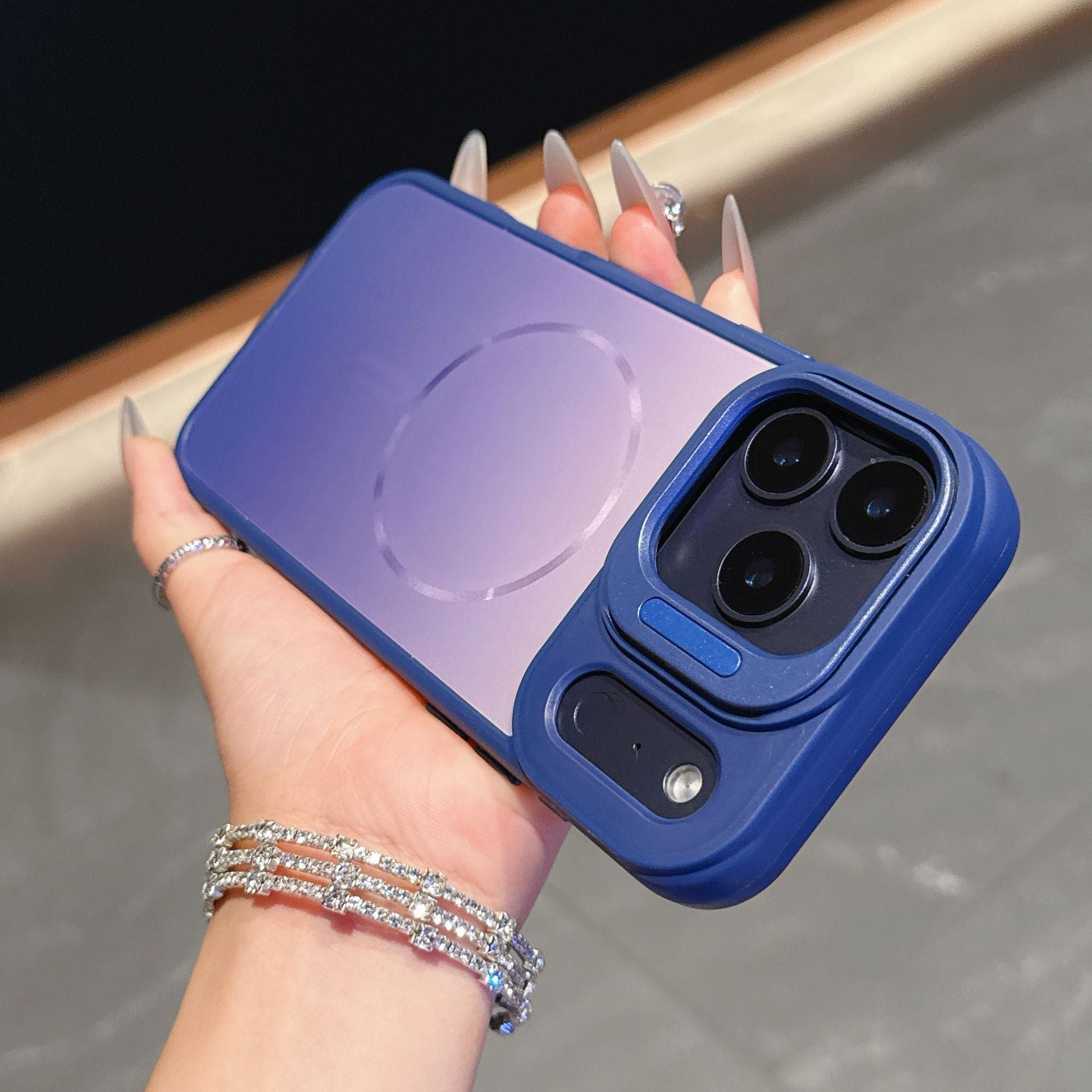 For iPhone 17 Series Magnetic Case with Gradient Lens Mount Protection